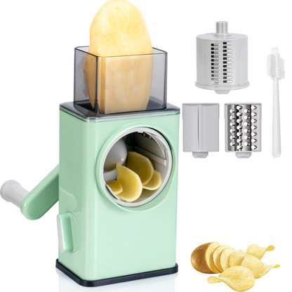 EDEFISY Cheese Grater with Handle, with 6 Interchangeable Blades