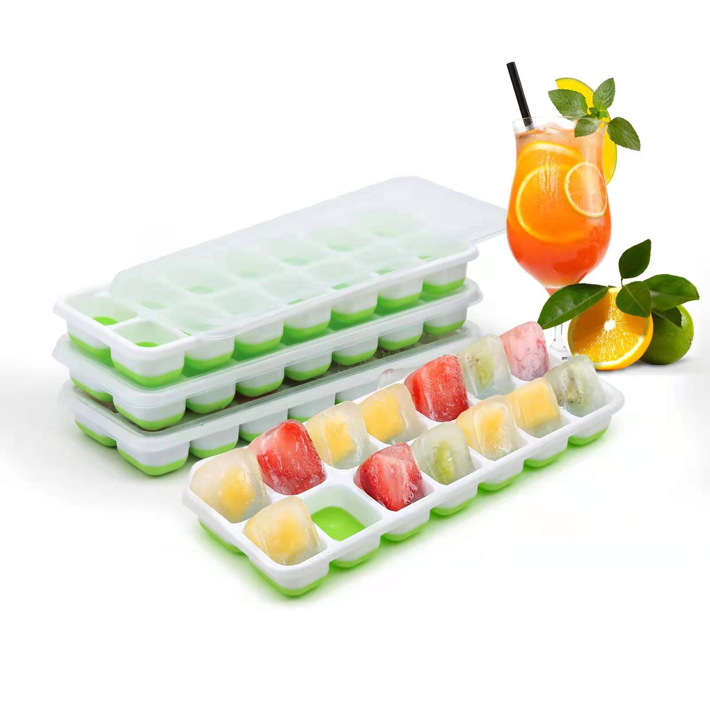Ice Cube Trays 4 Pack, Easy Release & Flexible 10-Ice Cube Tray
