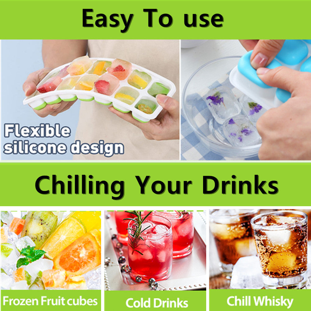 EDEFISY Ice Cube Tray with Lid 4 Pack, BPA Free