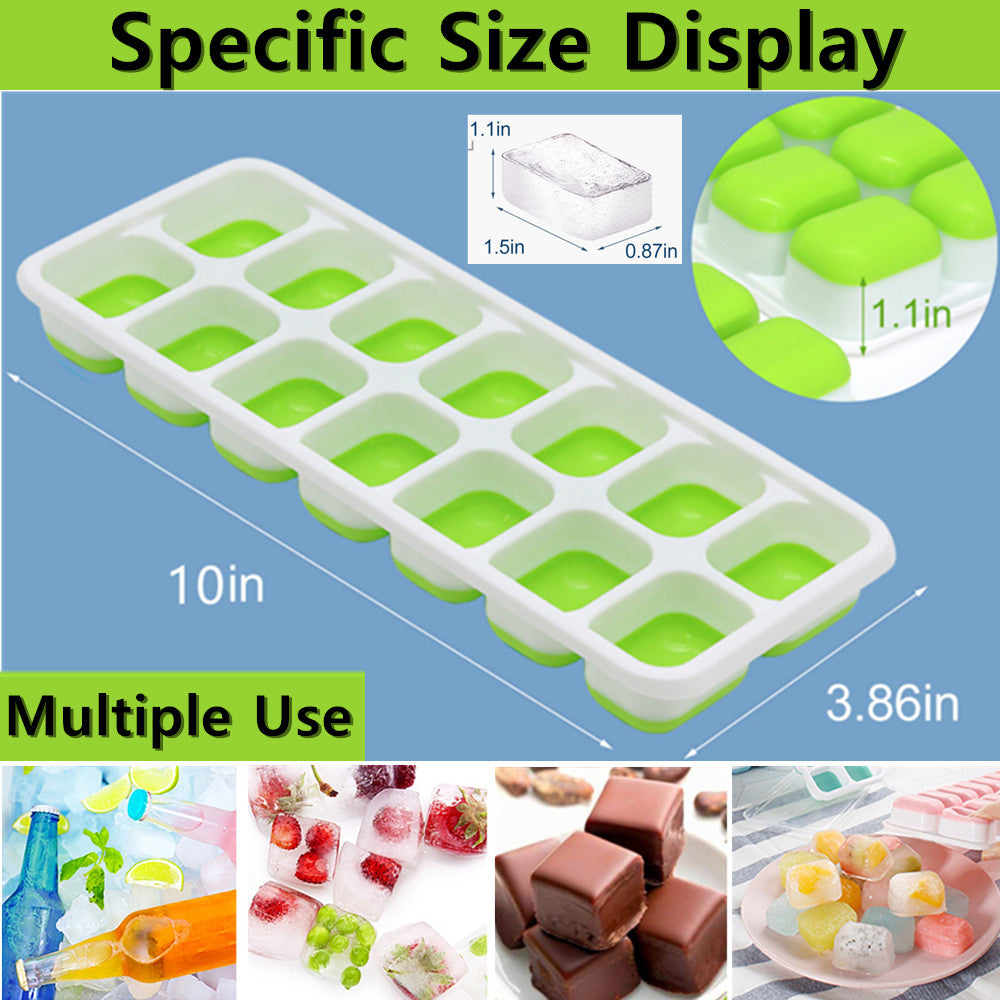 Ice Cube Trays, 3 Pack Silicone Ice Tray with Lid, Easy-Release