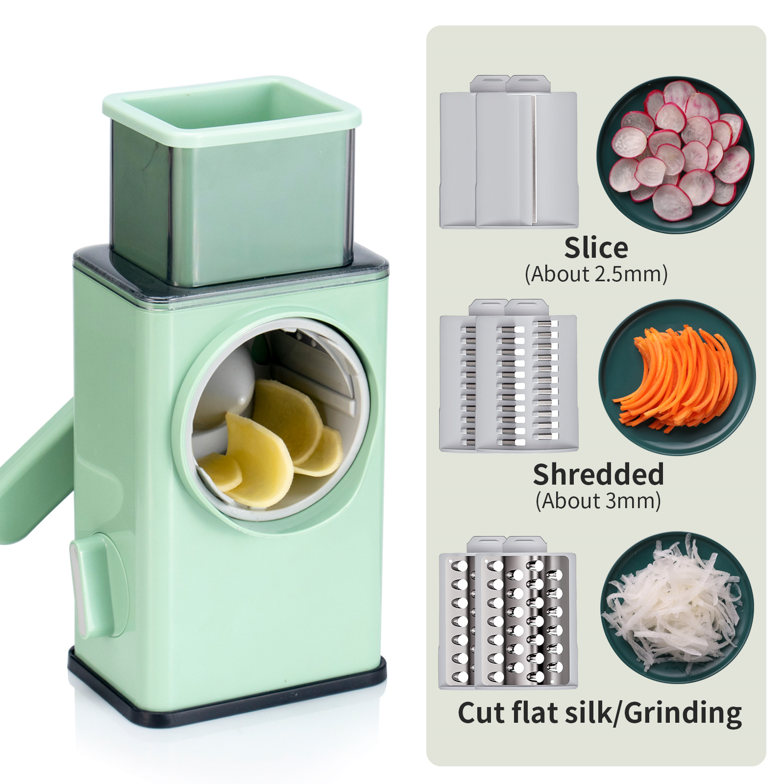 Rotary Cheese Grater, Graters For Kitchen, Cheese Grater Efficient Vegetable  Slicer Grater With 3 Different Types Of Interchangeable Stainless Steel B