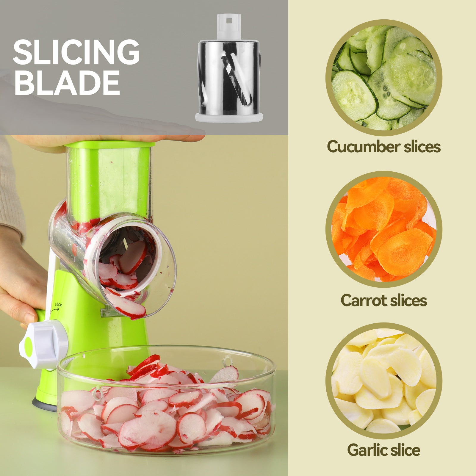 New 3 in 1 Set Manual Vegetable Slicer Kitchen Rotary Cheese