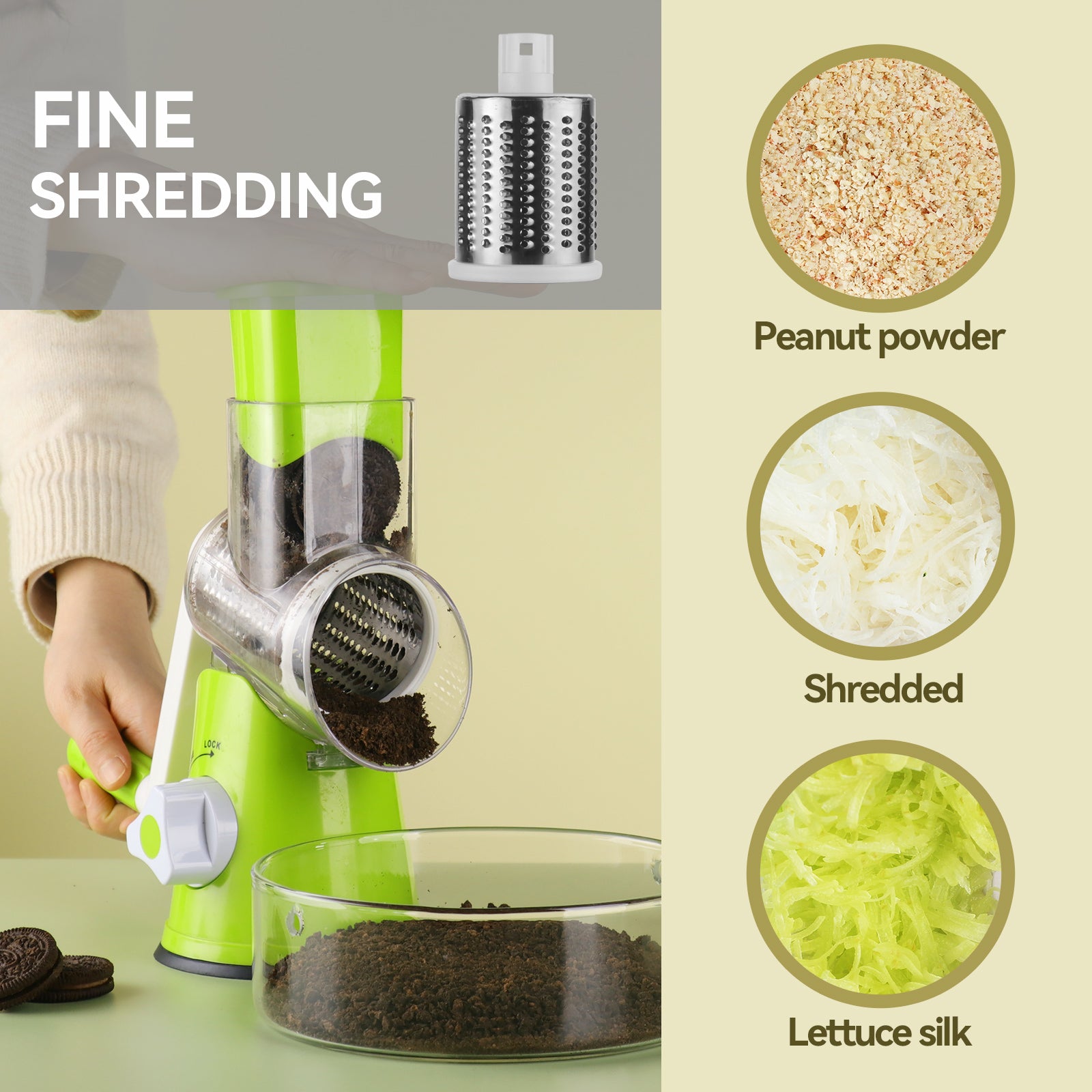 EDEFISY Cheese Grater - 3-in-1 Stainless Steel Manual Drum Slicer