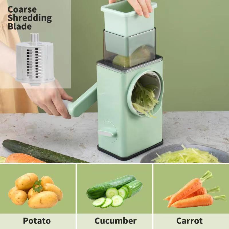 Rotary Cheese Grater Kitchen Mandoline Vegetable Slicer With 3  Interchangeable B